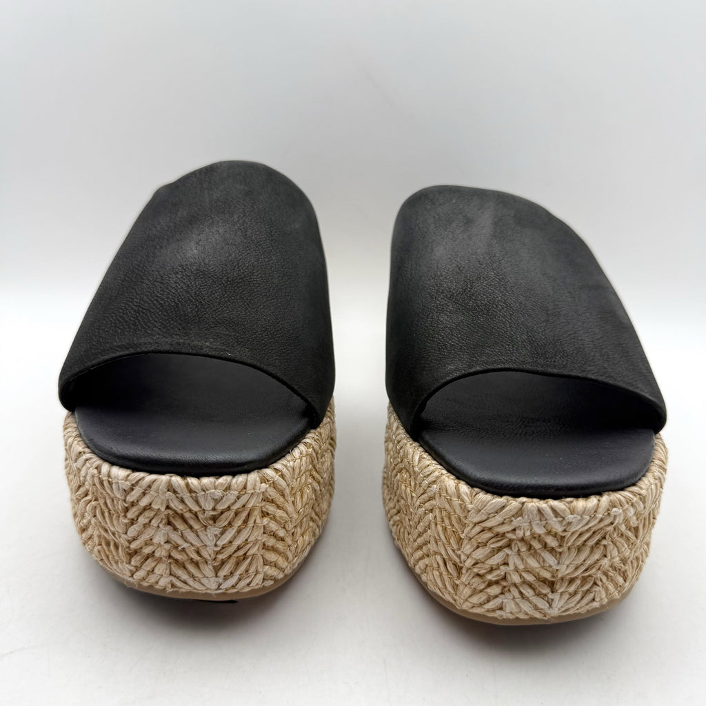 Free People Womens Harbor Flatform Sandals SIZE 9 EU 39 Black Leather NWOB