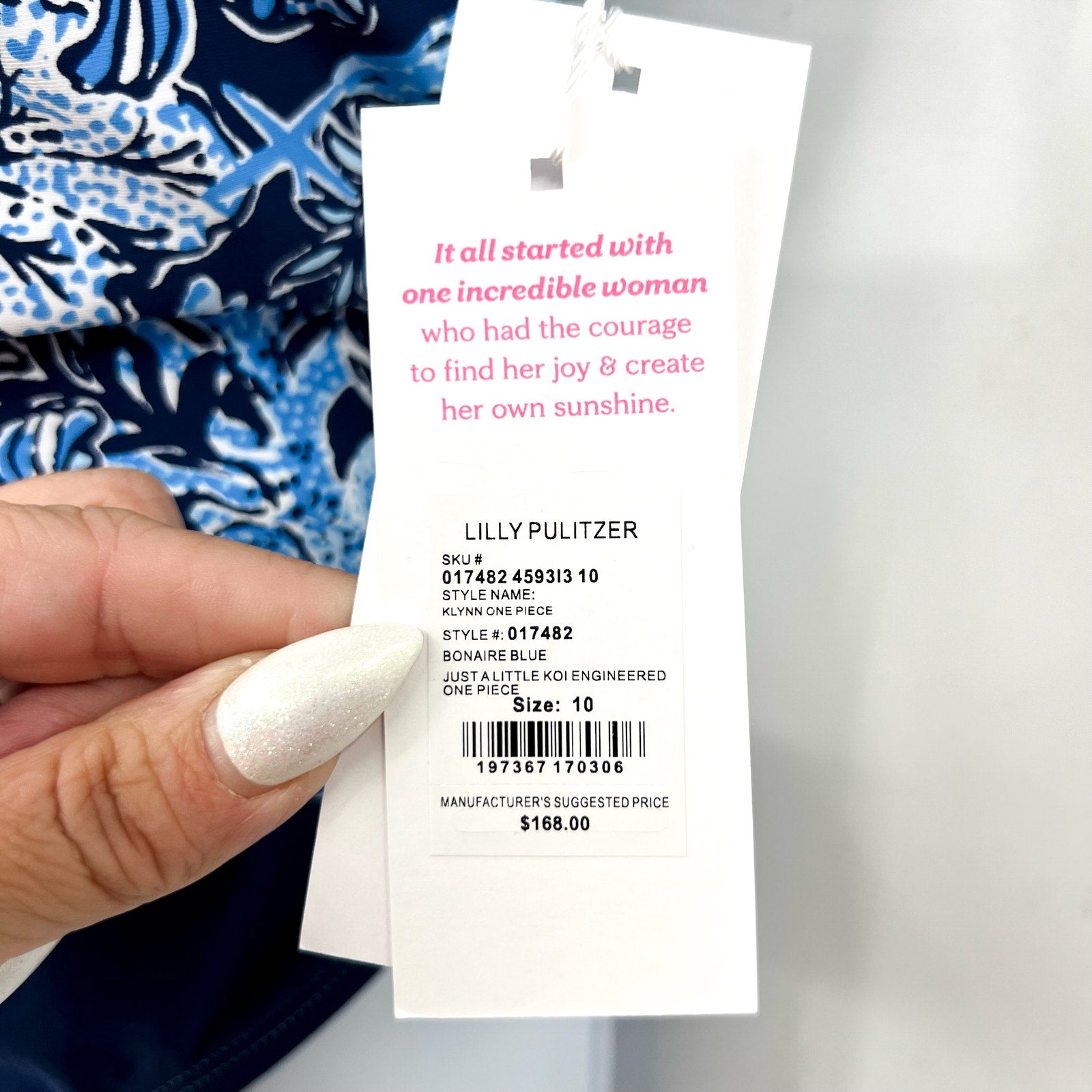 LILLY PULITZER Klynn One-Piece Swimsuit US 10 Bonaire Blue Just a Little Koi NWT