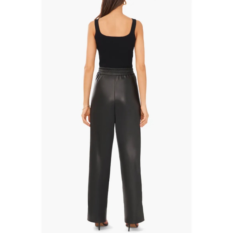 HALOGEN Women's Faux Straight Leather Pants Size 18W Rich Black High Rise NWT