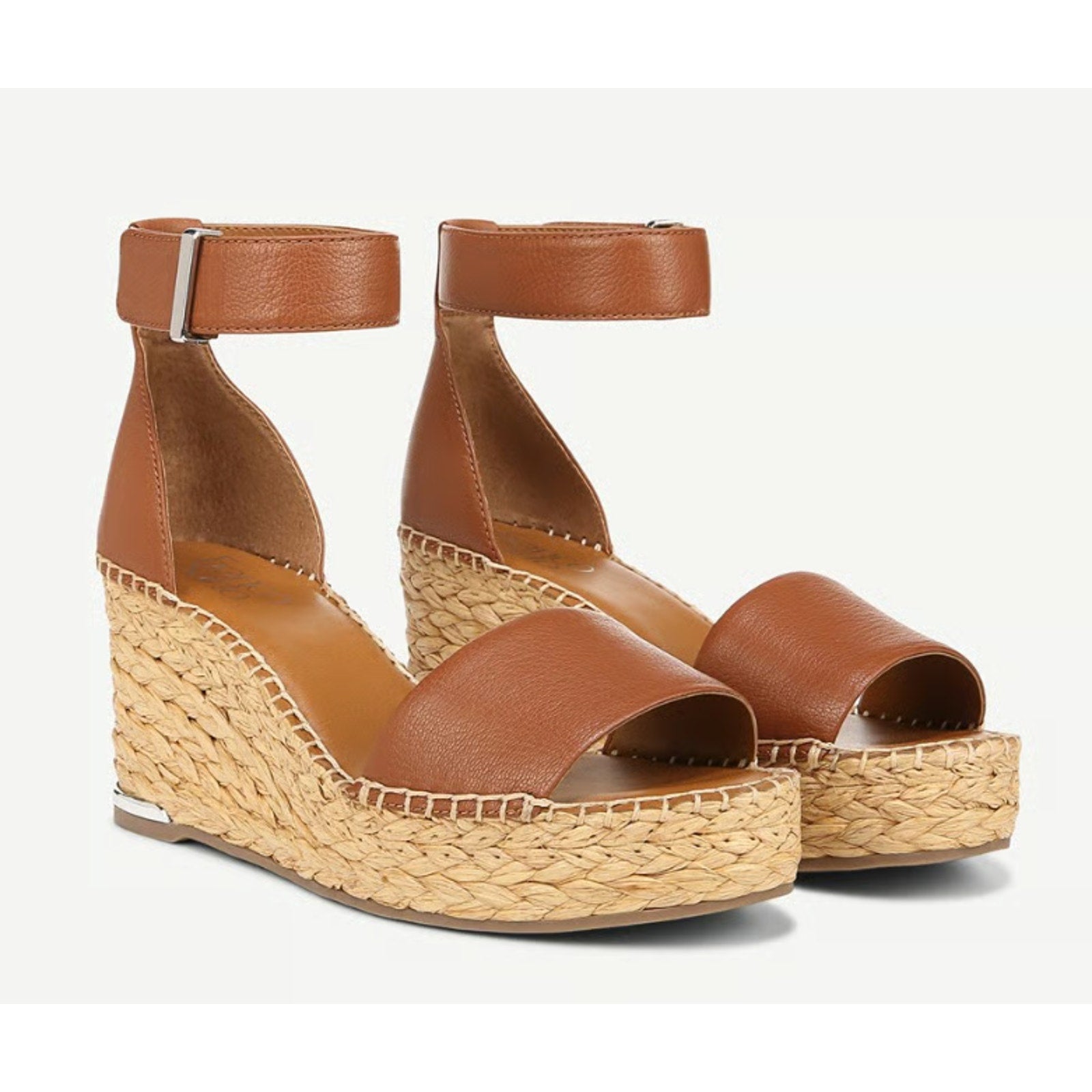 Franco Sarto Women's Clemens Raffia Espadrille Wedge Sandals US 6.5 M Brown NWOB