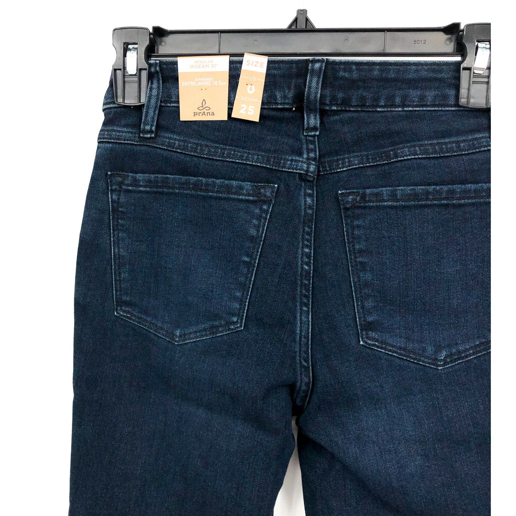 Prana Womens Sienna Skinny Jeans 25x30 US 0 Deep Blue Stretch Denim Mid Rise NWT