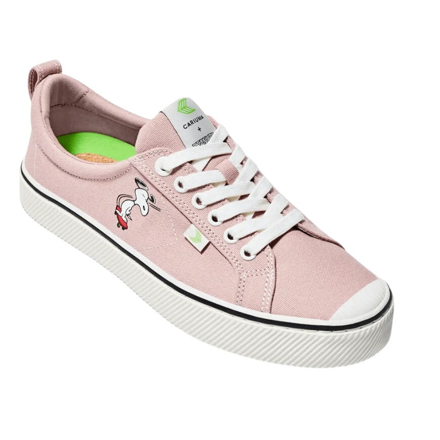 Cariuma Womens OCA Peanuts Snoopy Low Skate Sneaker US 5 M EU 35 Pink Canvas NIB
