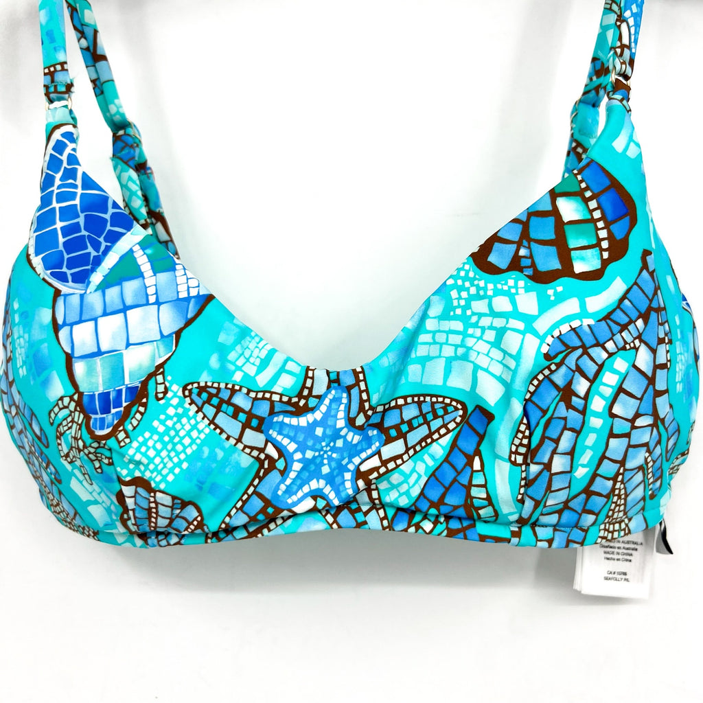 SEAFOLLY Women's La Mer Bralette Bikini Top Size 10 Aquatic Blue Swim NWT