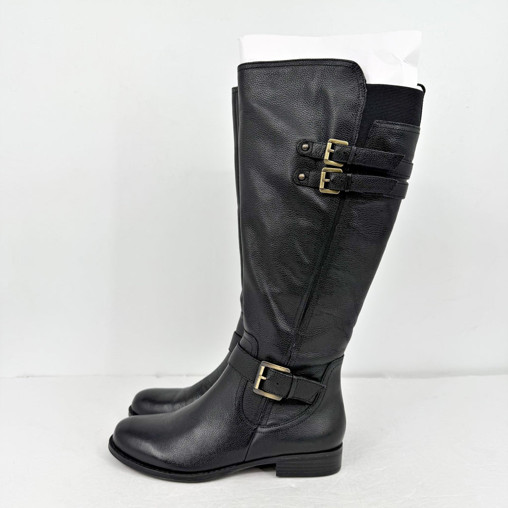 Naturalizer Womens Jessie Knee High Boots Size 8.5 WIDE Black Leather NWOB