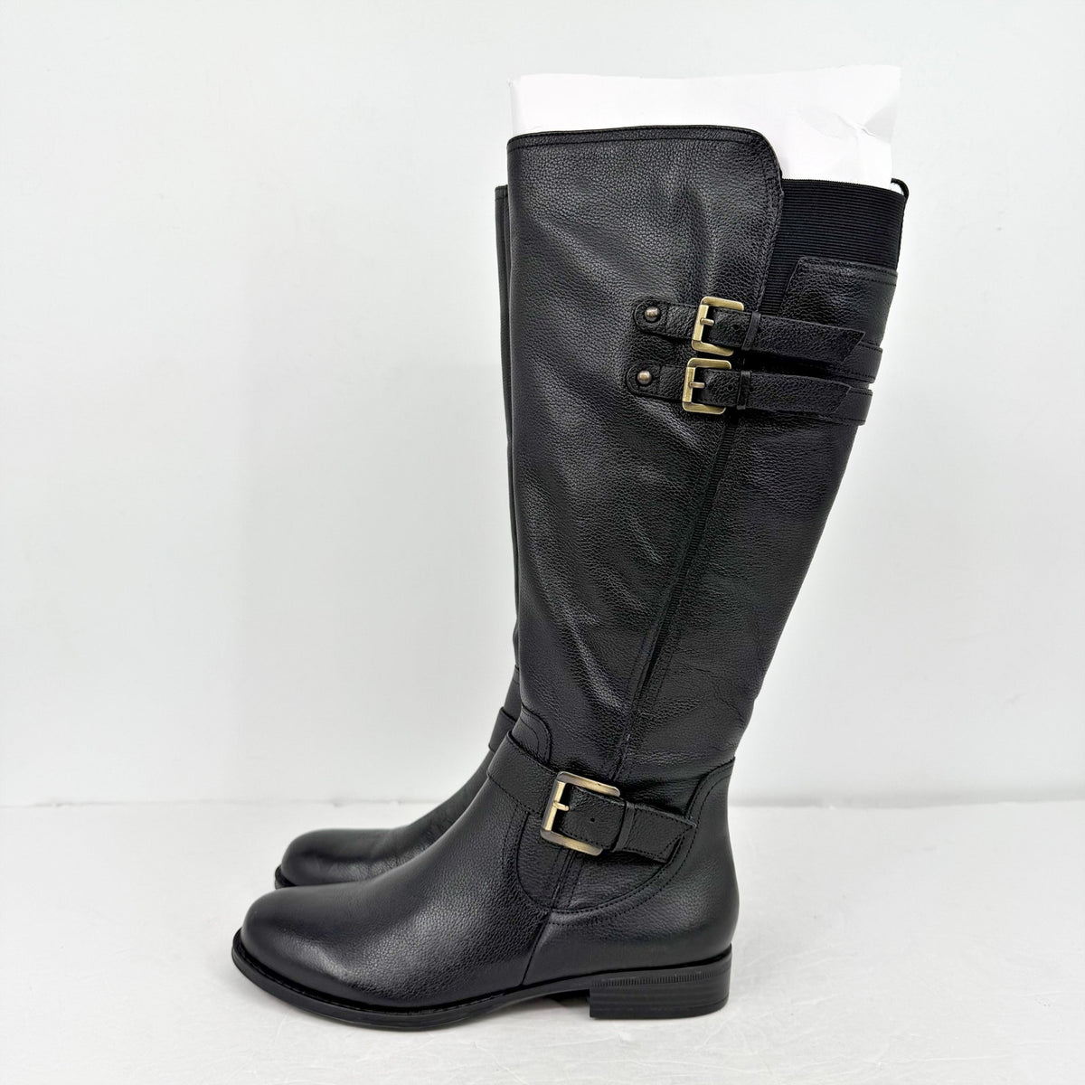 Naturalizer Womens Jessie Knee High Boots Size 8.5 WIDE Black Leather NWOB