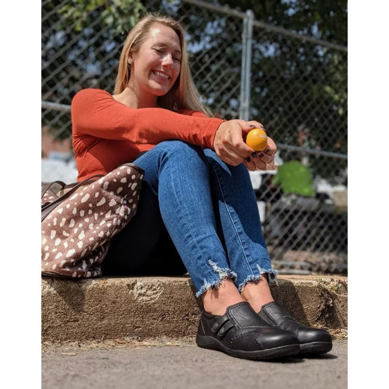 Rockport Womens Daisey Alloy Toe Work Slip-On Shoe US 5.5 Wide Black Leather NIB