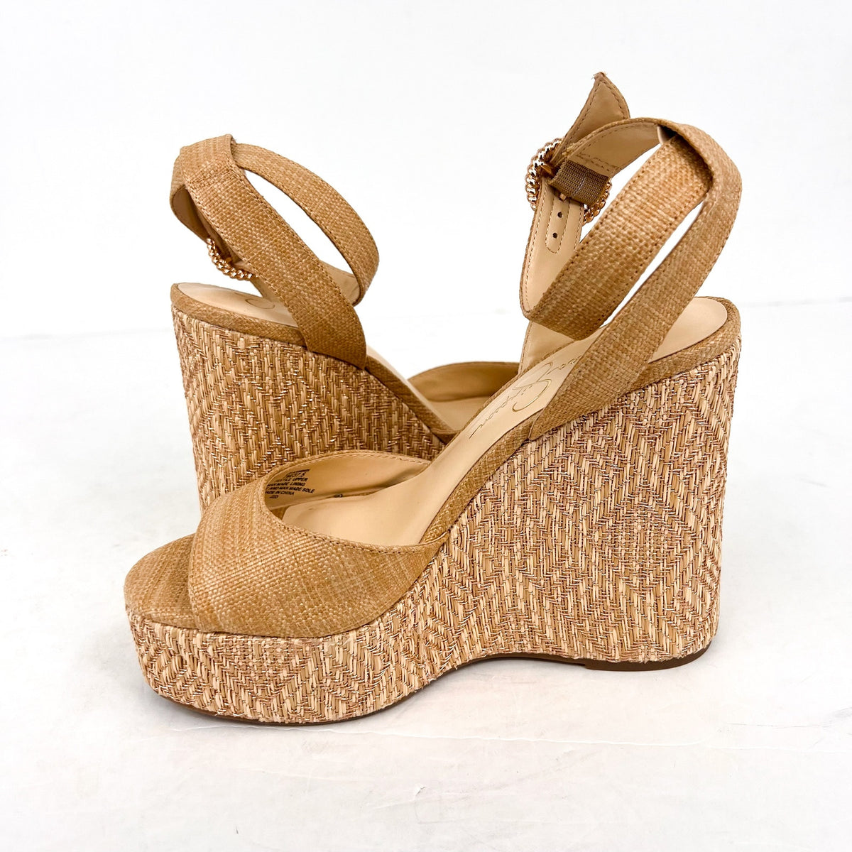JESSICA SIMPSON Kamindi Espadrille Wedge Sandals Size 7M Tan Natural Raffia NWOB