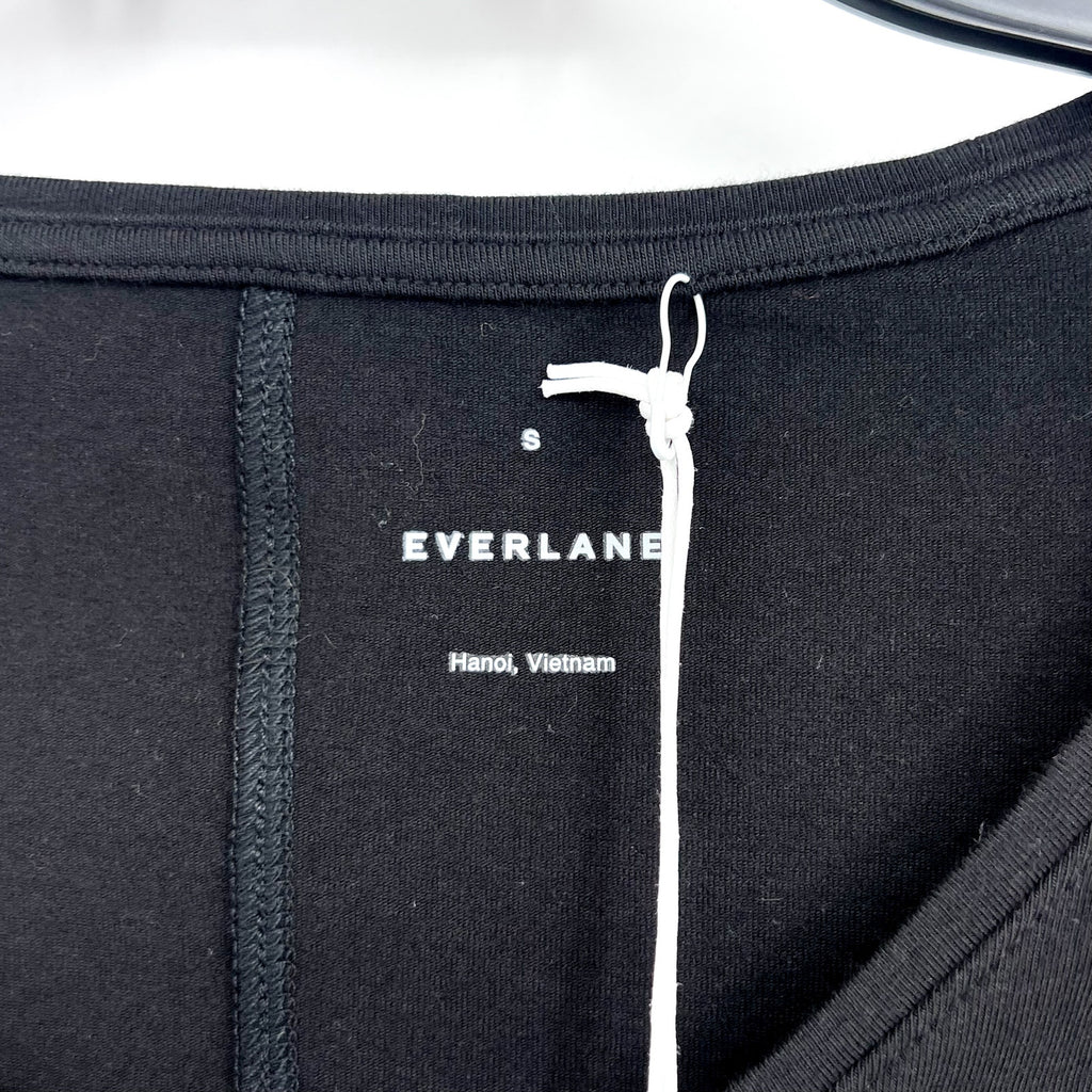 EVERLANE Women's The Supima Form Ballet Neck Tee Small Black Long Sleeve NWT