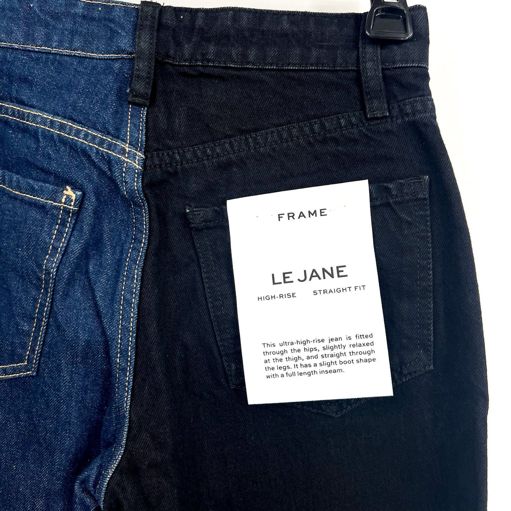 FRAME Womens Le Jane Colorblock Relaxed Jeans Size 23 Blue Black Dell Noir NWT