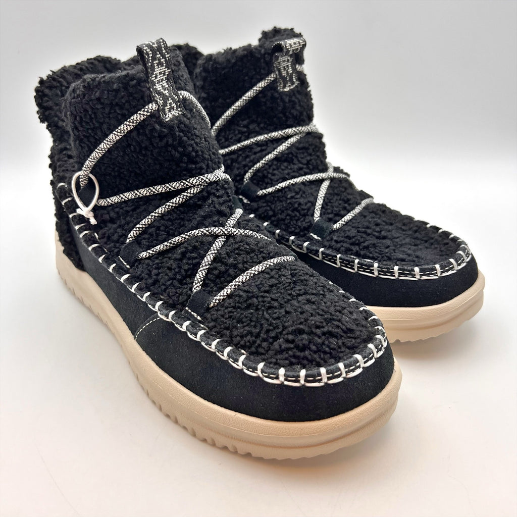 Hey Dude Womens Camden Sneaker Boots Size 8 EU 39 Black Suede NWOB