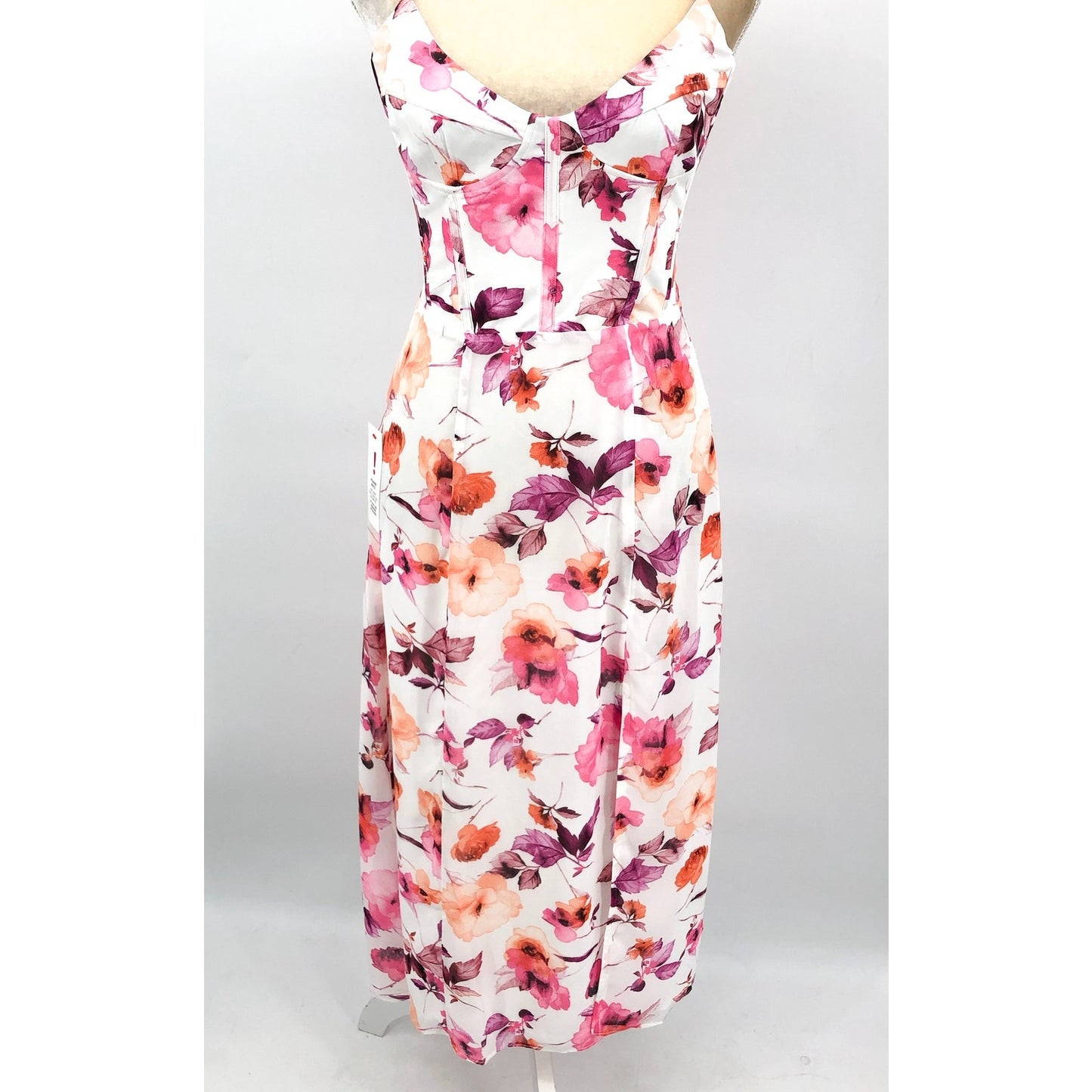 BARDOT Women's Zeta Midi Dress XS US 2 White Pink Floral Chiffon NWT