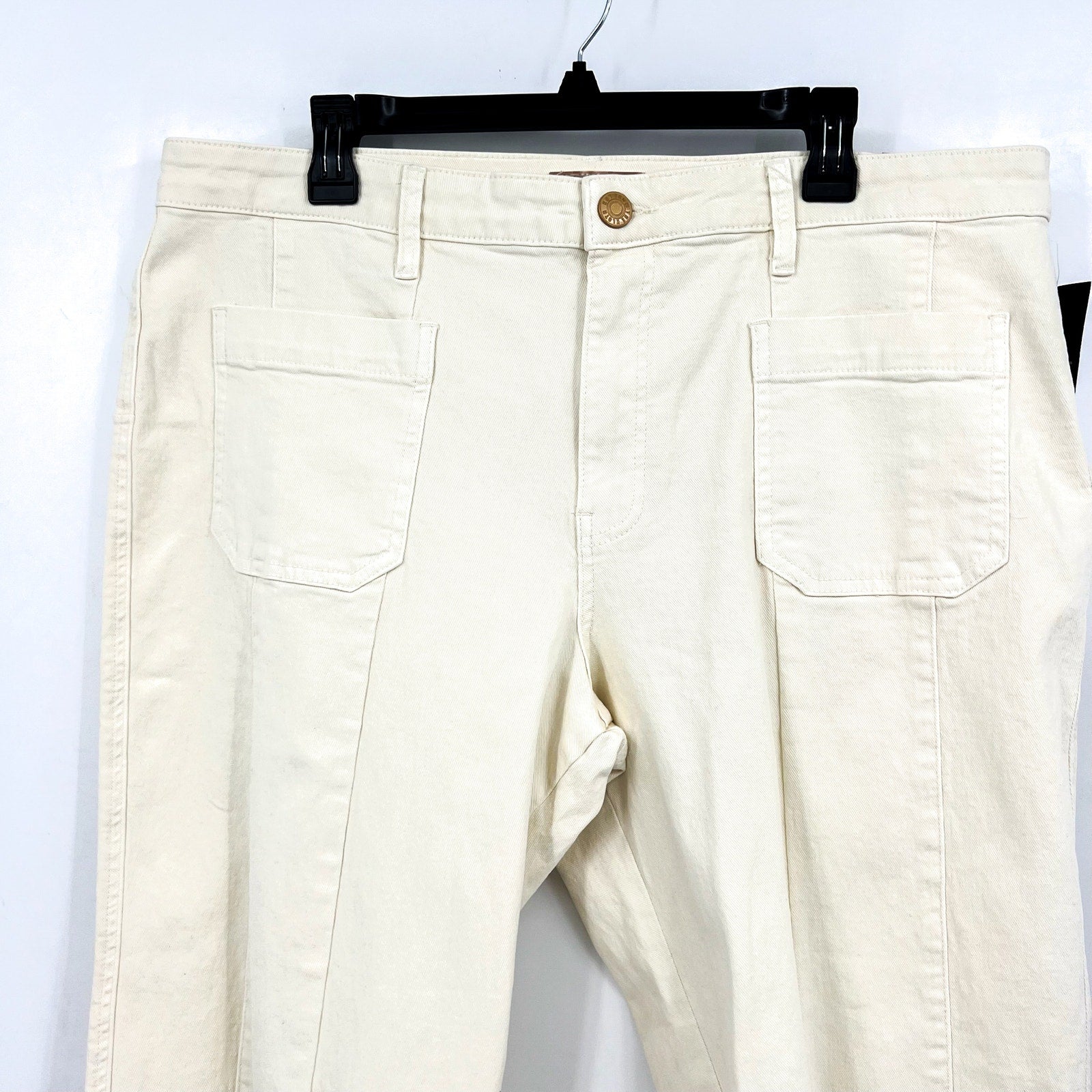 KUT FROM THE KLOTH Womens Charlotte Wide Leg Jeans Size 18 Cream Ecru NWT