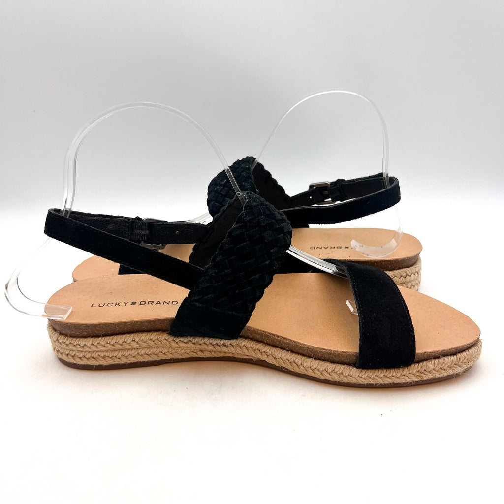 LUCKY BRAND Women's Gloreah Espadrille Sandals Size 8.5 Black Cushioned NWOB