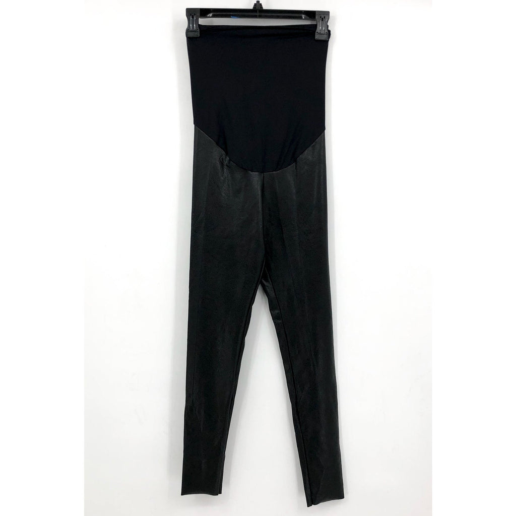 COMMANDO Women's Faux Leather Maternity Legging Large Black Belly Band NWOT