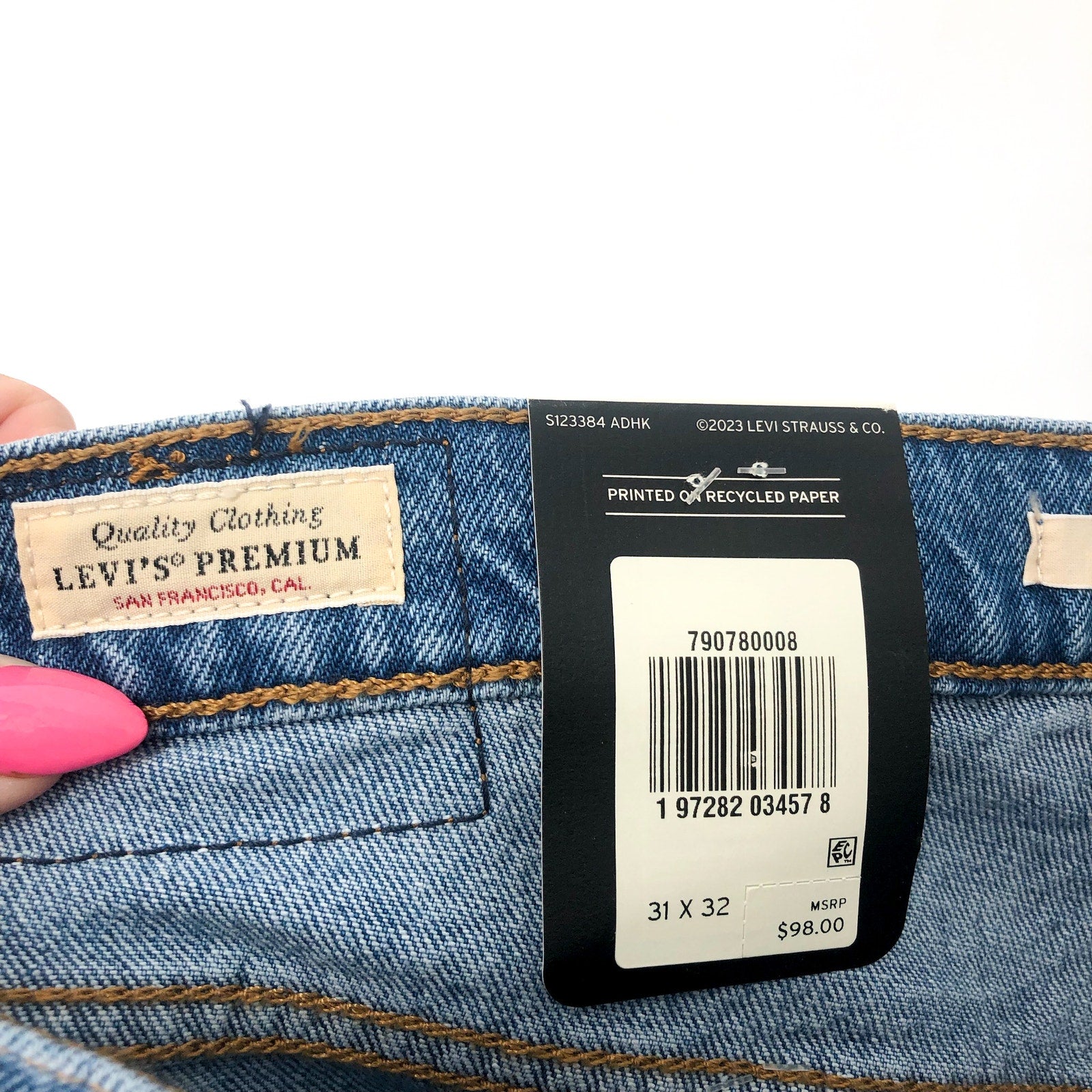 LEVI'S Womens Ribcage Straight Jeans 31x32 US 12 Blue Dance Around 790780008 NWT