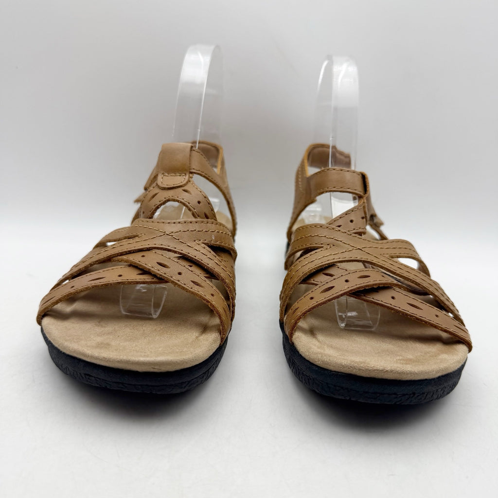 Earth Origins Womens Sellie Sandals Size 7 Brown Leather Criss Cross NWOB