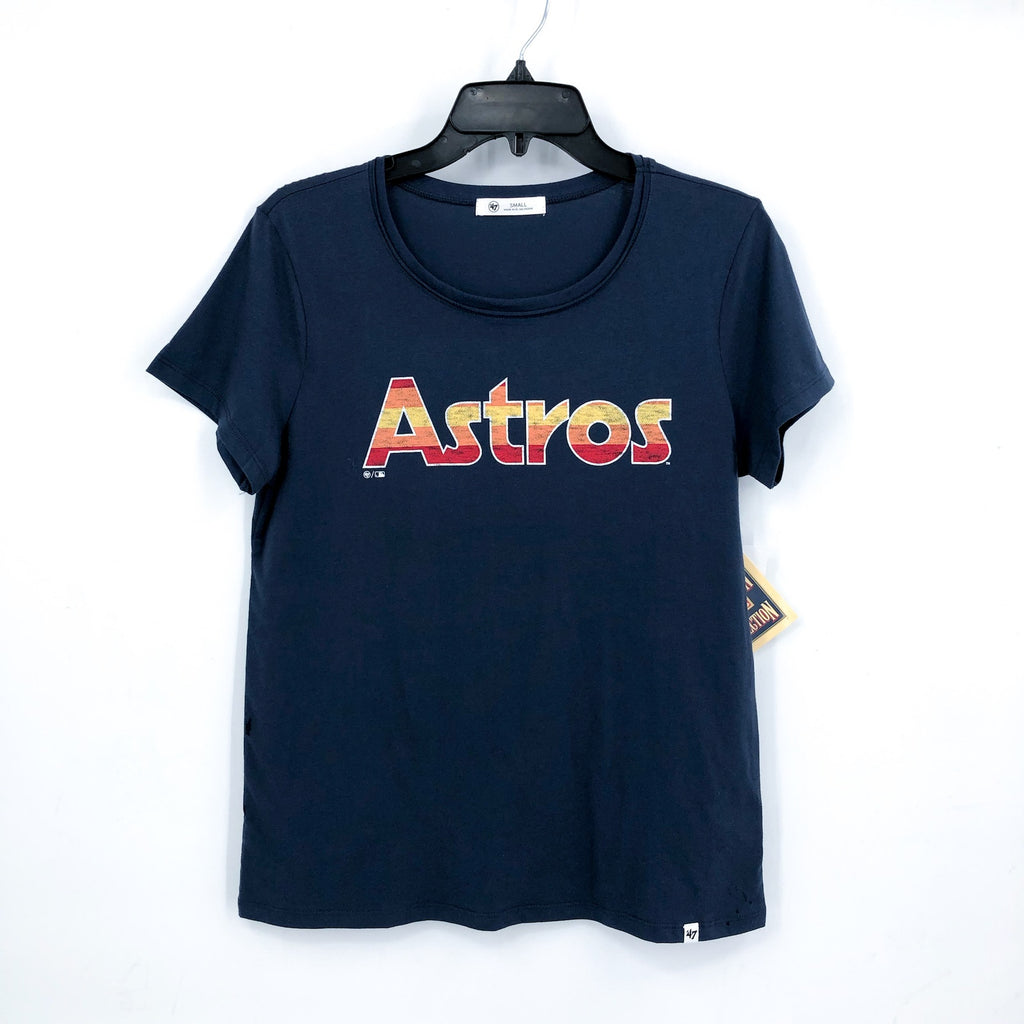 47 BRAND Womens Houston Astros Vintage Premier Frankie T Shirt Small Blue NWT