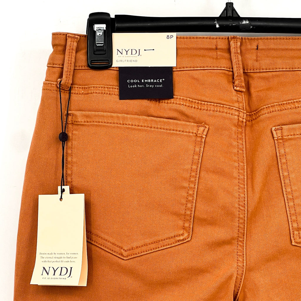 NYDJ Womens Margot Girlfriend Straight Leg Jeans Size 8 PETITE Rust Brown NWT