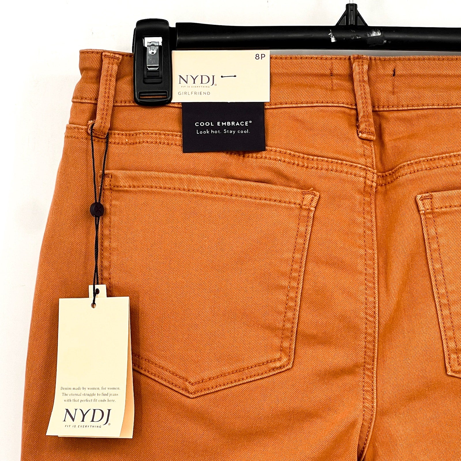 NYDJ Womens Margot Girlfriend Straight Leg Jeans Size 8 PETITE Rust Brown NWT