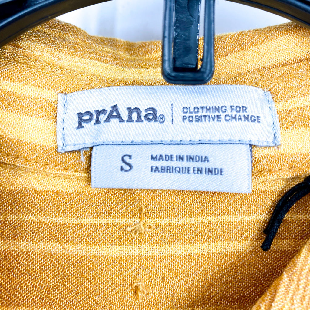 PRANA Women's Fernie Swim Cover Up Shirt Small Gold Deep Solstice Stripe NWT
