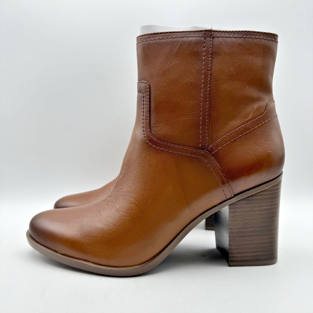 Naturalizer Womens Kalina Ankle Bootie Size 7.5 WIDE Cider Brown Leather NIB