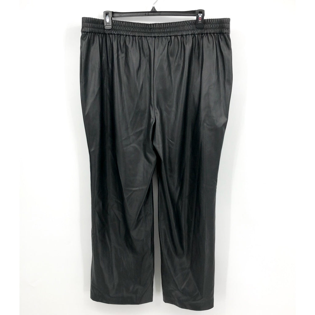 HALOGEN Women's Faux Straight Leather Pants Size 18W Rich Black High Rise NWT