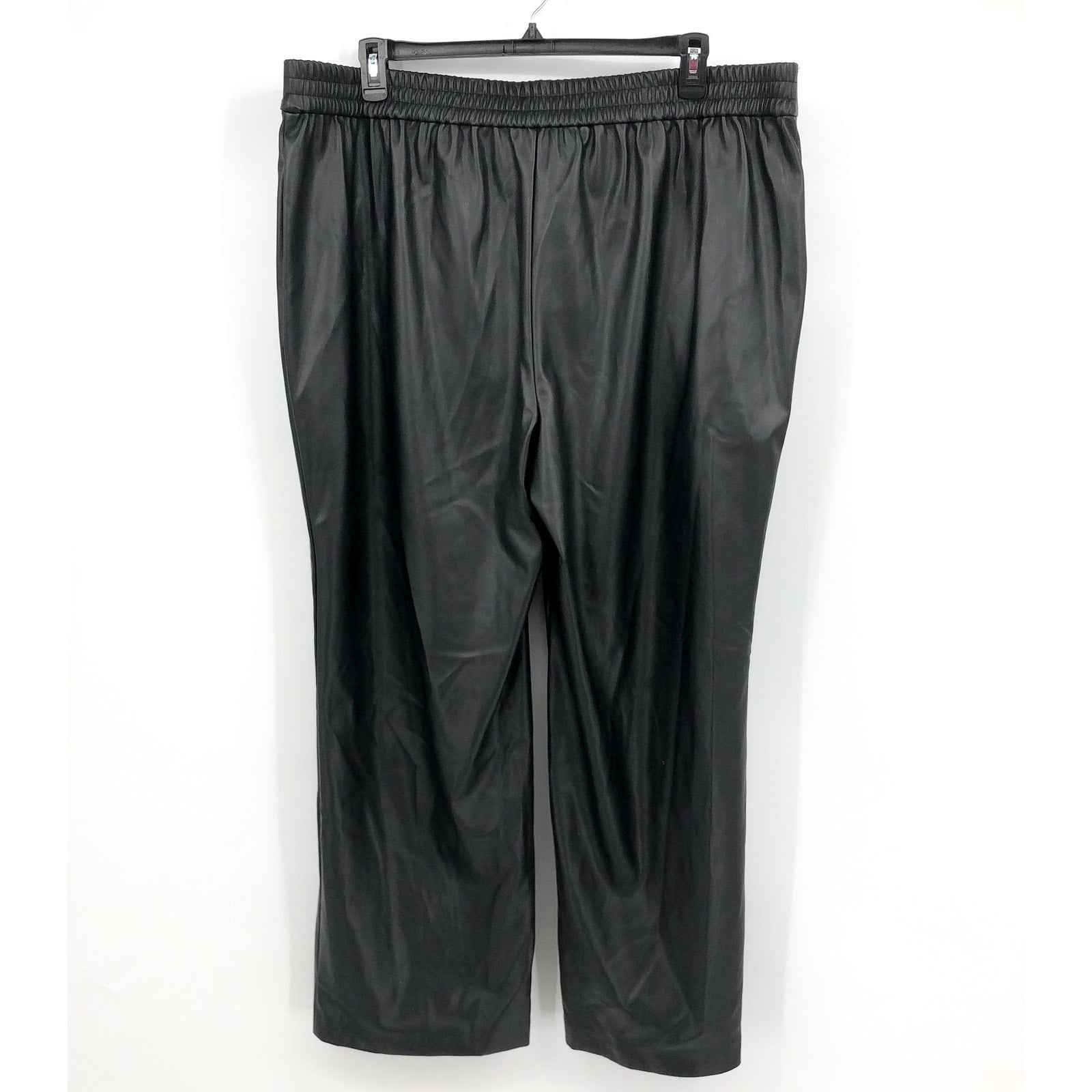 HALOGEN Women's Faux Straight Leather Pants Size 18W Rich Black High Rise NWT