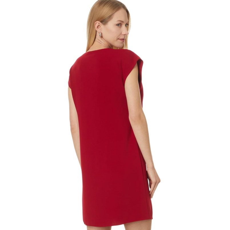 TRINA TURK Womens Zula Casual Midi Dress US Medium Red Pleated Cap Sleeve NWT