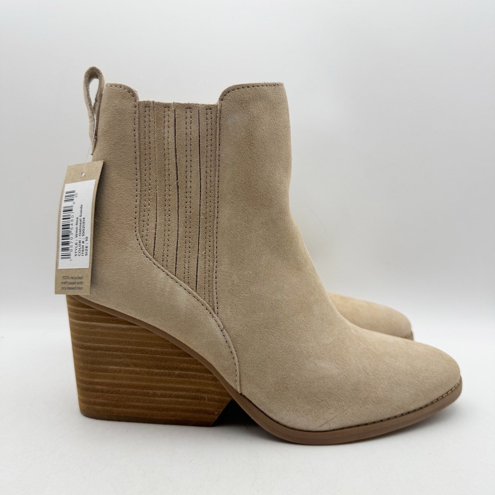 Toms Womens Noa Ankle Boots US 10 EU 42 Tan Beige Suede Pull On NWOB