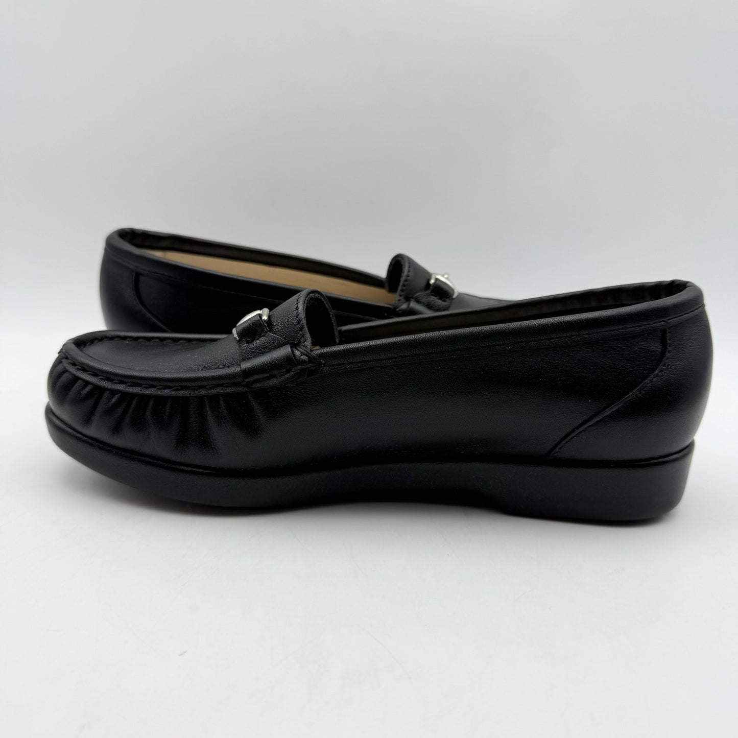 SAS Womens Metro Comfort Bit Loafers US 6.5 WW Black Leather NIB