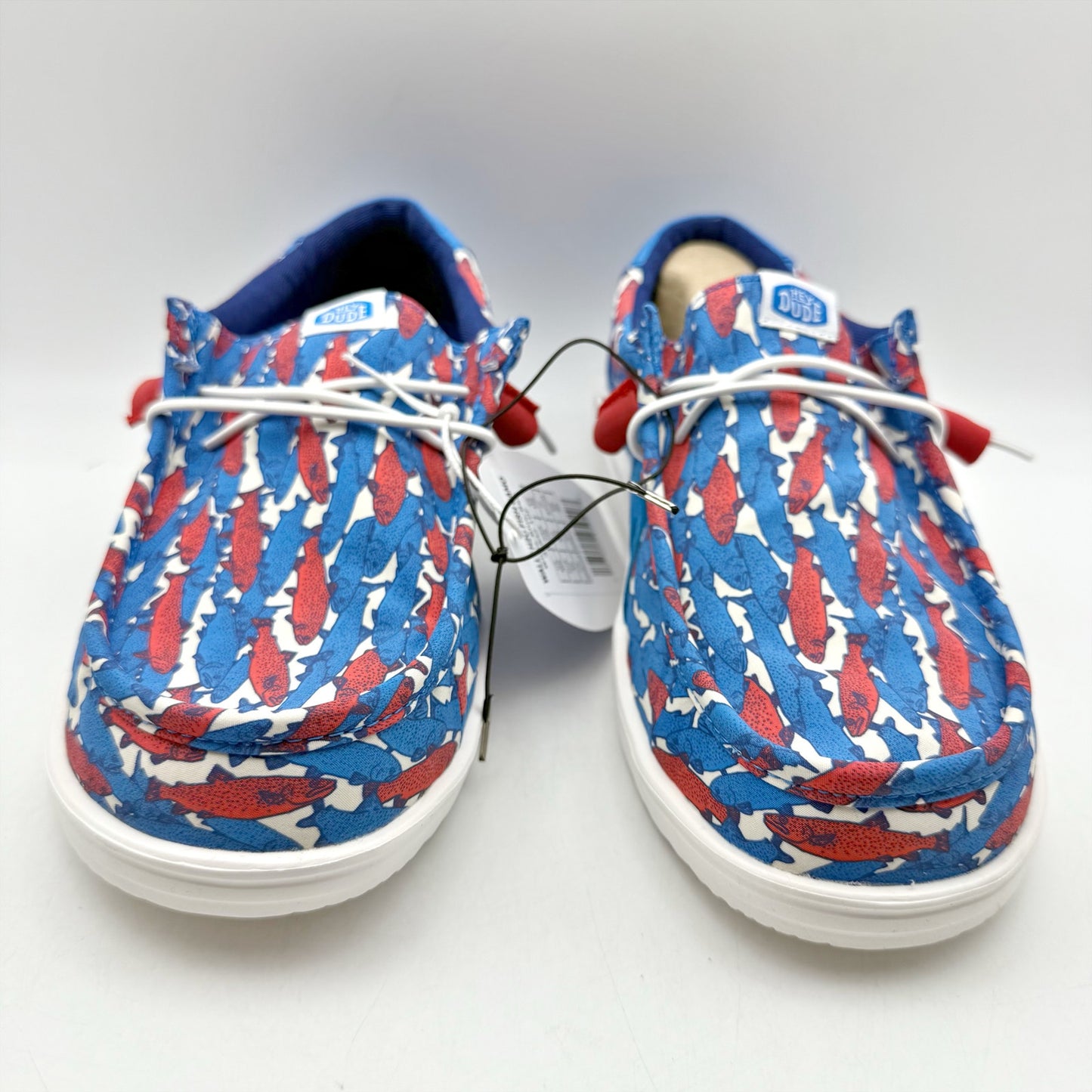 Hey Dude Mens Wally Slip-On Casual Shoe US 9 EU 42 Fish Camo Red Blue NIB
