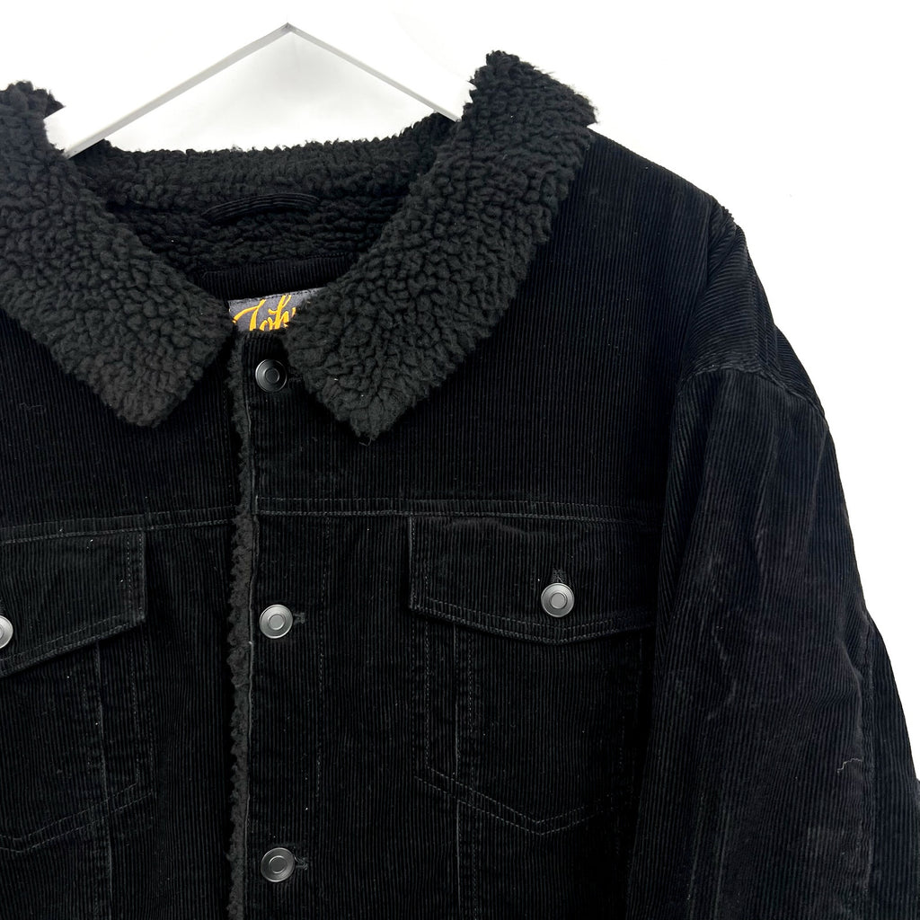 JOHNNY BIGG Men's Corduroy Sherpa Shacket Size 7XL Black Long Sleeve NWOT