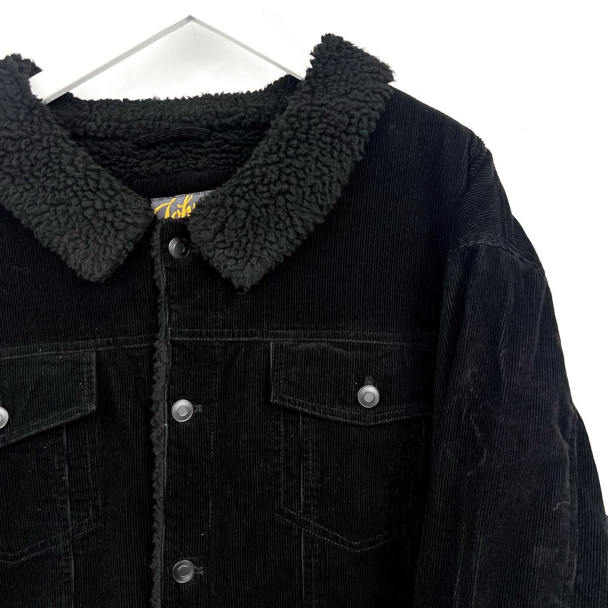 JOHNNY BIGG Men's Corduroy Sherpa Shacket Size 7XL Black Long Sleeve NWOT