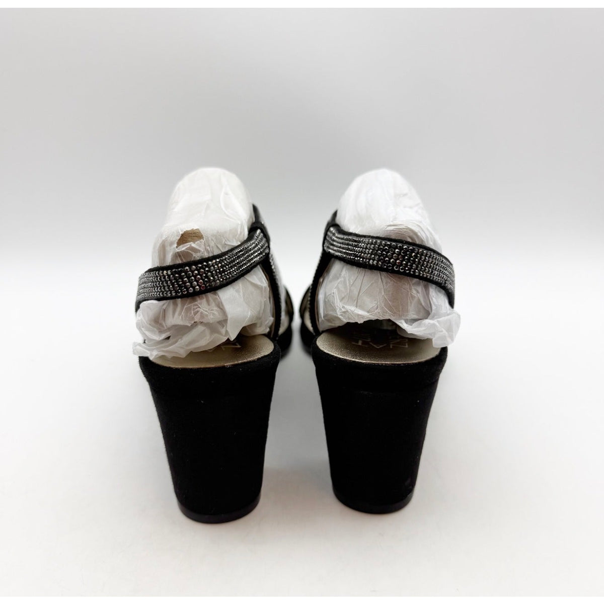 Naturalizer Womens Vanessa Heeled Sandals Size 6.5 Black Suede Rhinestone NIB