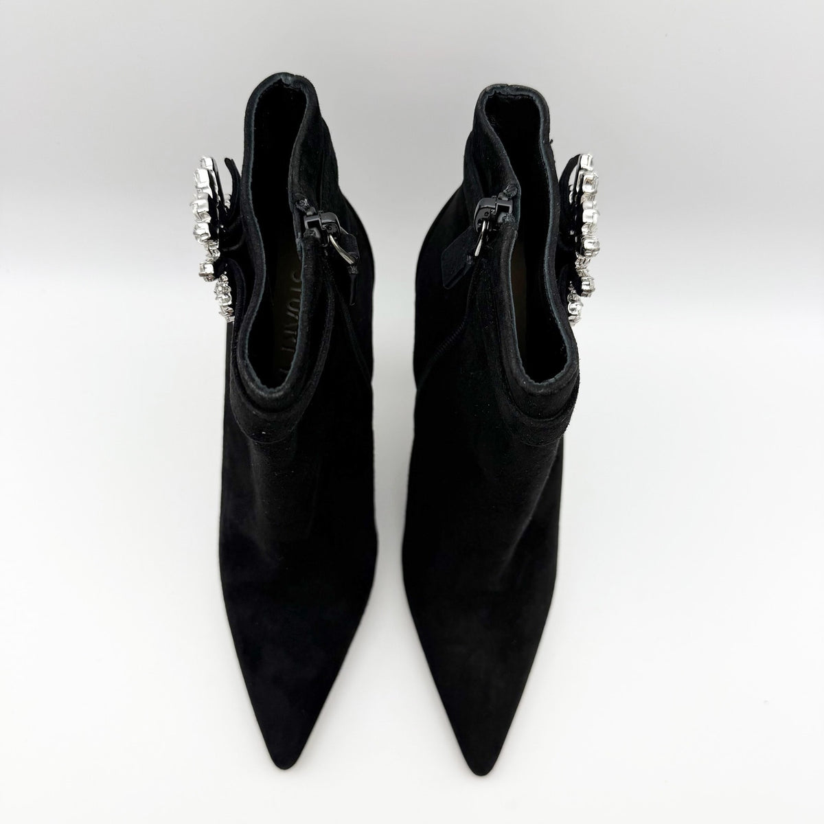 Stuart Weitzman Womens Crystal Nova Xcurve 100 Bootie Size 5 Black Suede NWOB