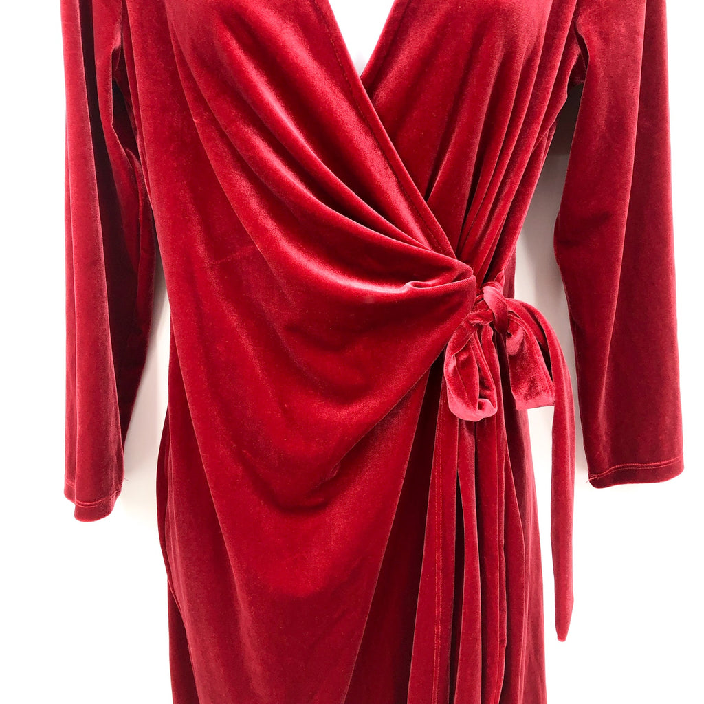 ANNE KLEIN Women's Velvet Wrap Dress Small Titan Red Long Sleeve NWT