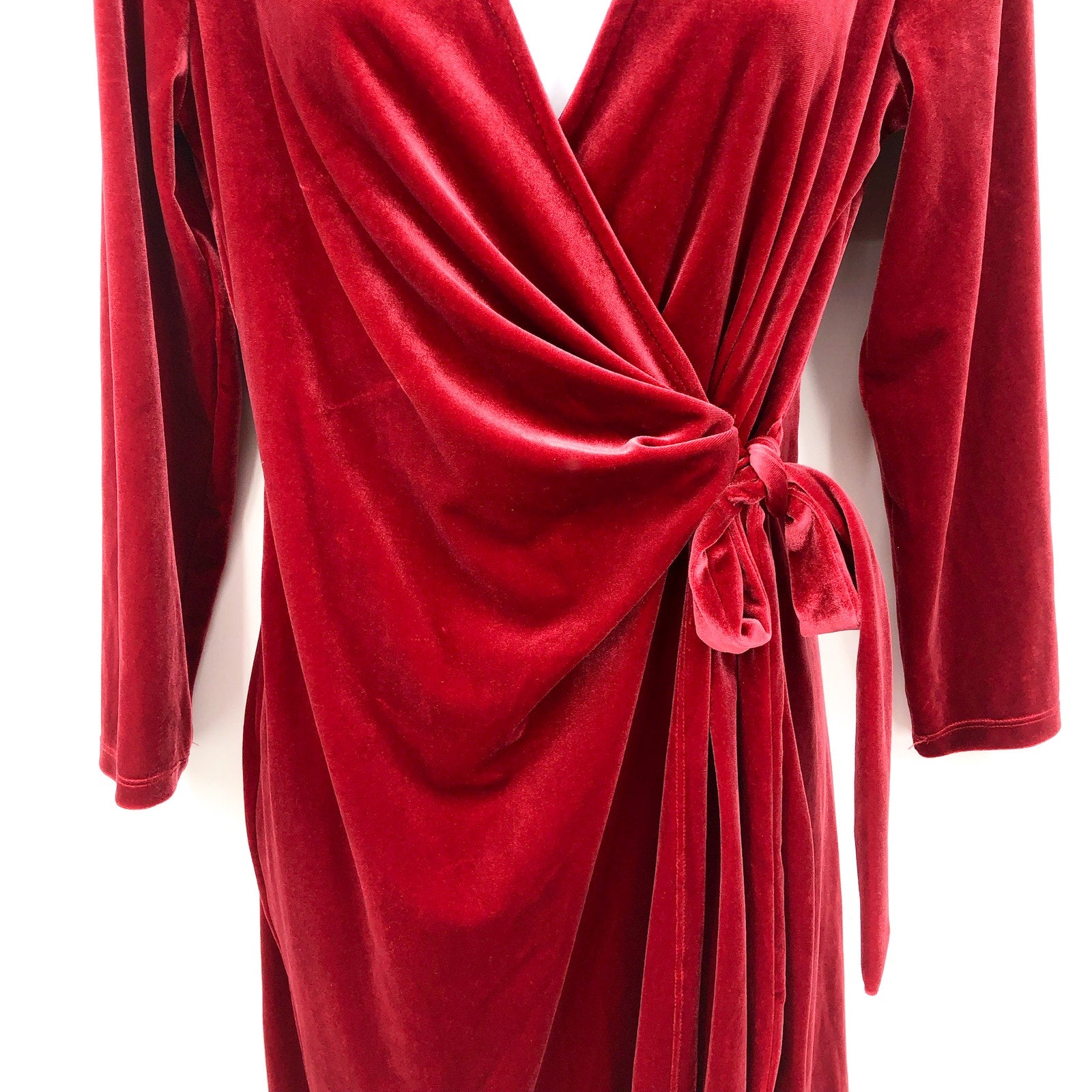 ANNE KLEIN Women's Velvet Wrap Dress Small Titan Red Long Sleeve NWT