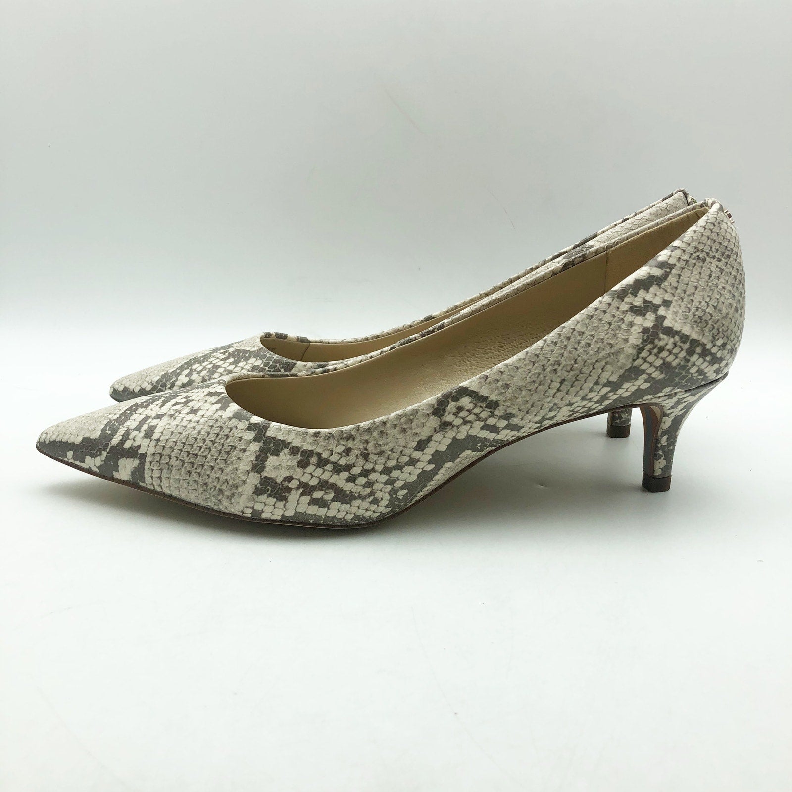 Sam Edelman Womens Dori Pumps US 8 M EU 38.5 Taupe Snake Print Leather NIB