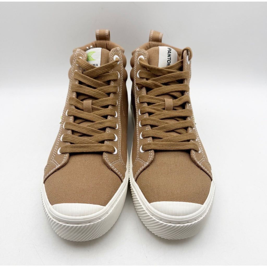 Cariuma OCA High Top Sneakers Mens 9 Womens 10.5 Tan Brown Canvas Contrast NIB