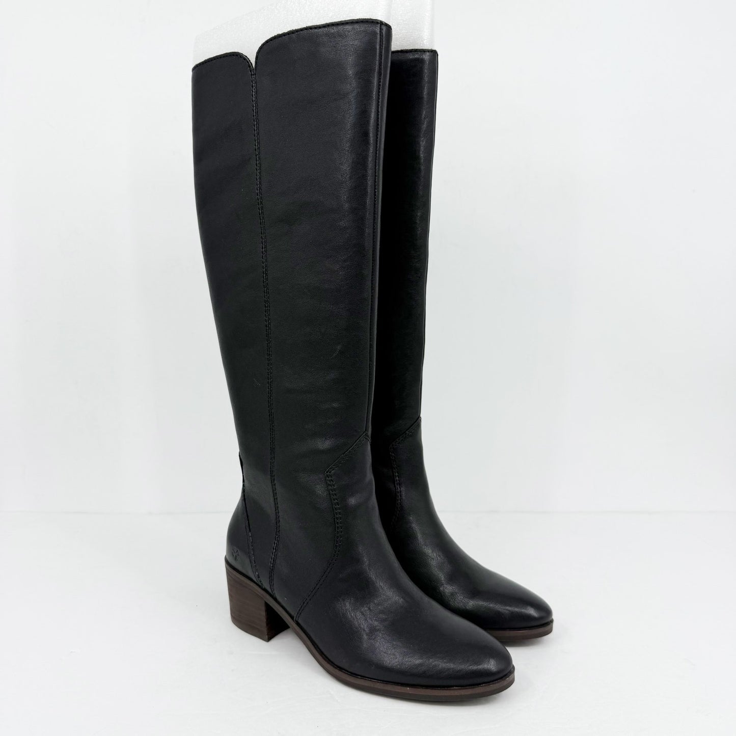 Lucky Brand Womens Cashlin Heeled Knee High Boots US 6.5 M Black Leather NIB