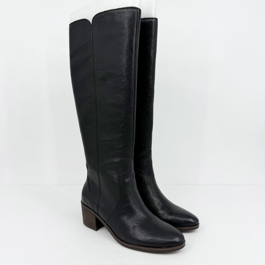 Lucky Brand Womens Cashlin Heeled Knee High Boots Size 6.5 M Black Leather NIB