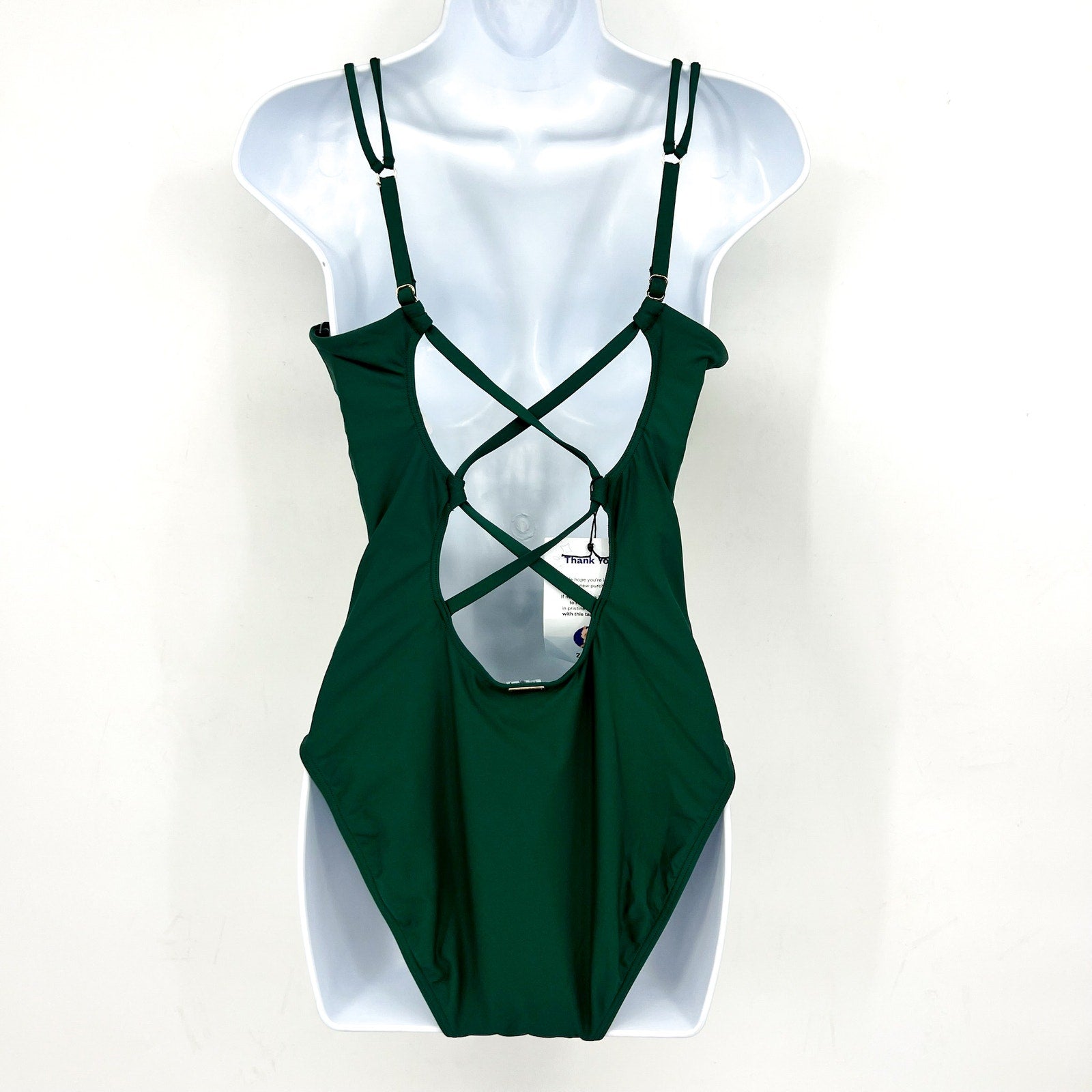 SUNSETS Women's Veronica One Piece Swimsuit Large Island Green Criss-Cross NWT