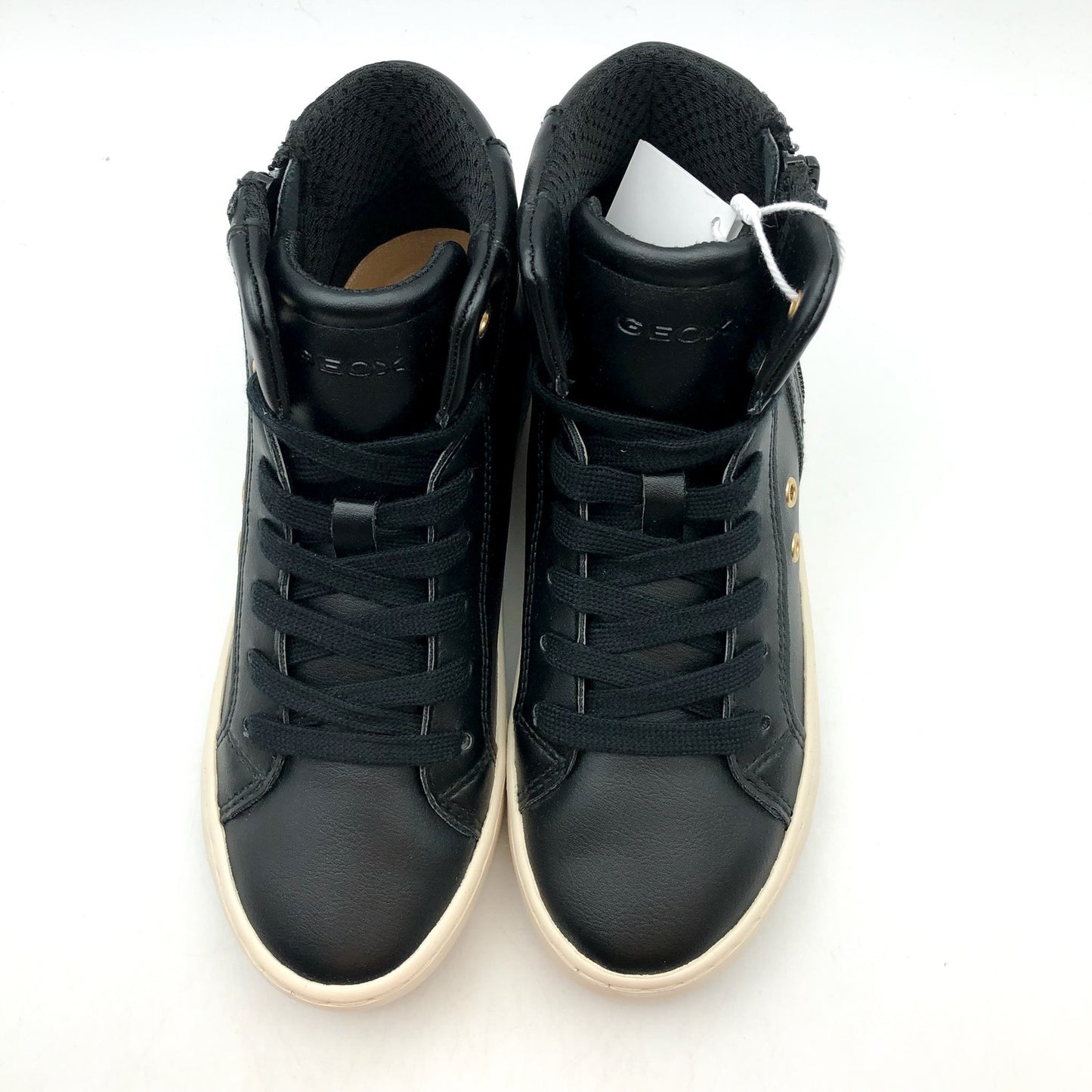 GEOX Girls J Kalispera High Top Sneakers US 3.5 EU 35 Black Star Lace Up NIB