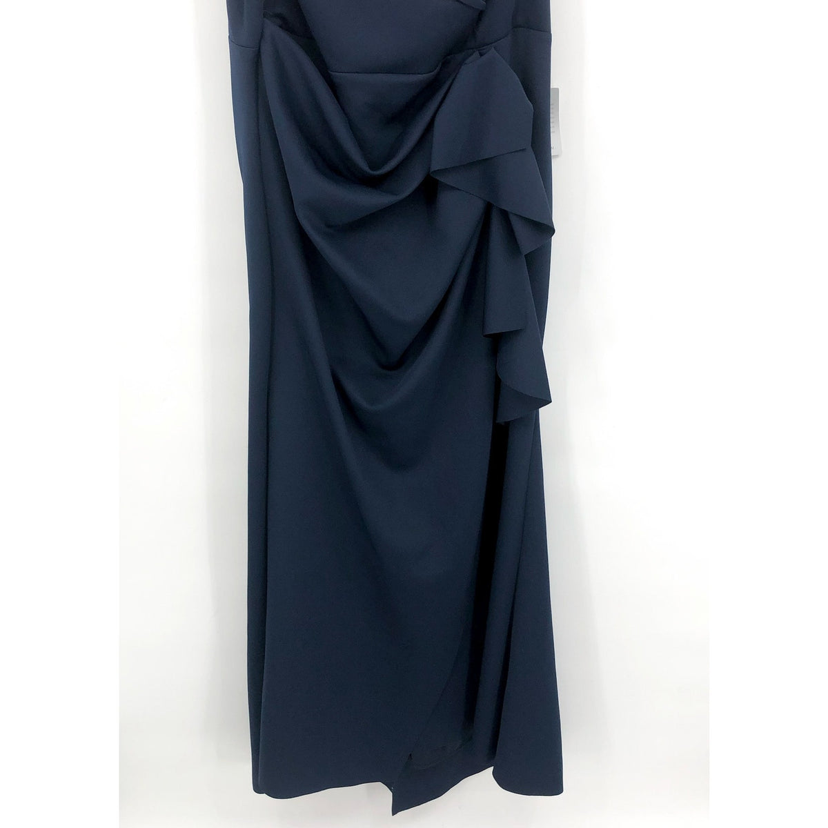 XSCAPE Patti Off the Shoulder Scuba Crepe Dress SIZE 14 Blue Midnight Gown NWT