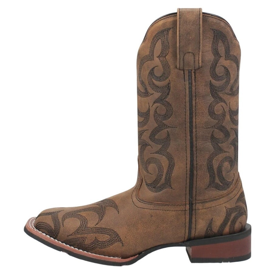 Laredo Women Sariah Cowboy Boot US 8 Wide Brown Leather Embroidered Mid Calf NIB
