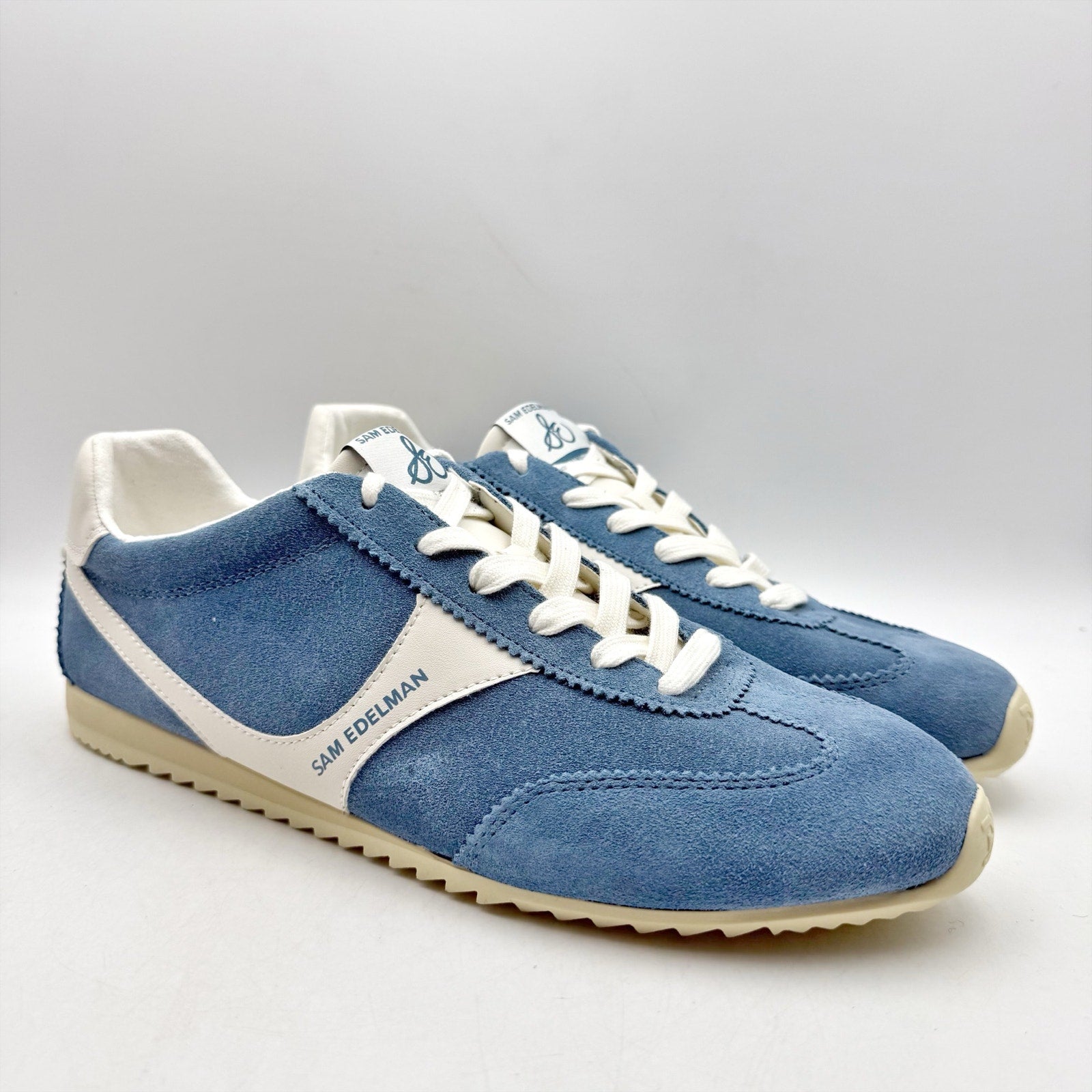 Sam Edelman Womens Isa Casual Sneaker US 11 Blue Suede Signature Collection NWOB