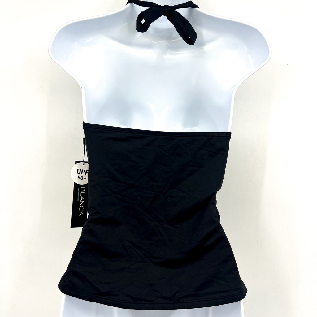 LA BLANCA Women's Island Goddess Halter Tankini Top Size 4 Black Stretch NWT