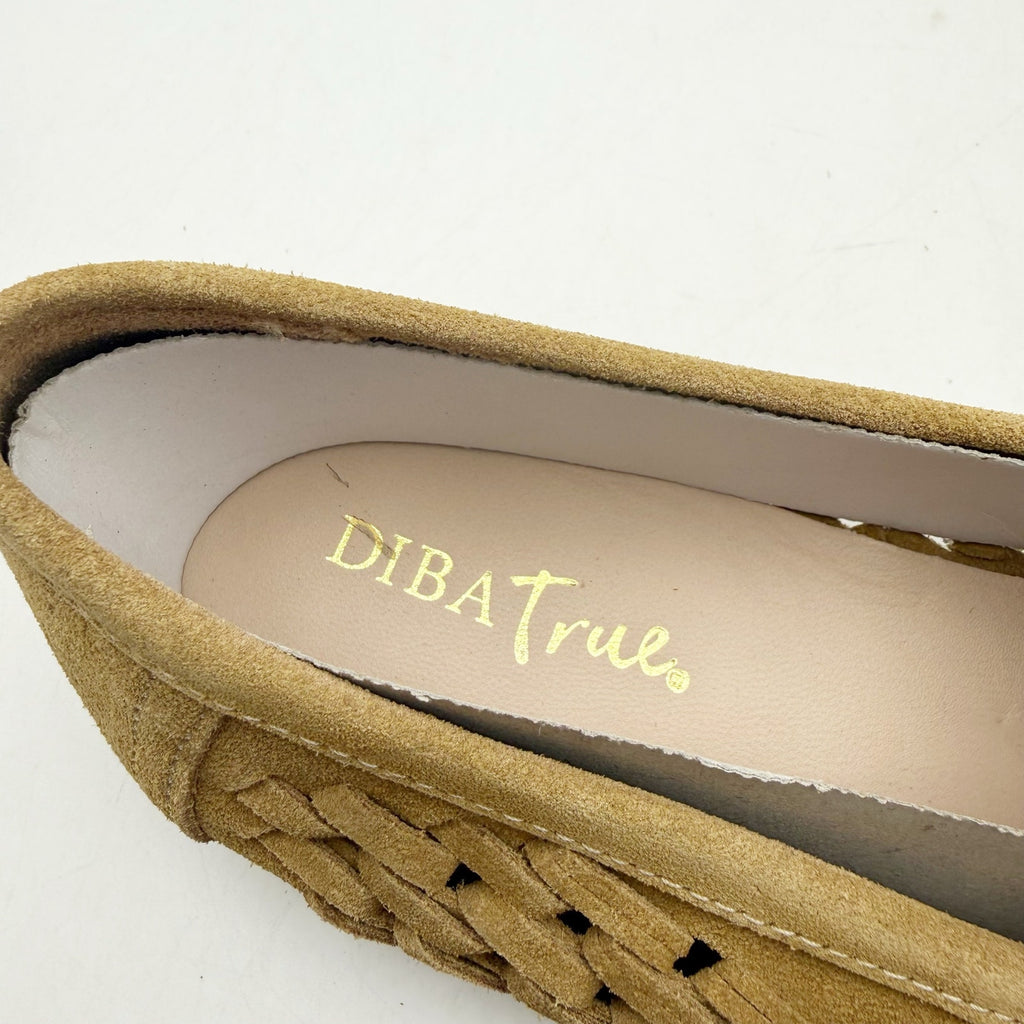 Diba True Womens Age Less Flat Loafers US 11 EU 42 Brown Suede Woven NWOB