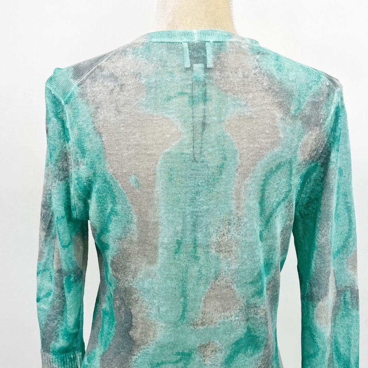 NIC + ZOE Women's Watercolor Waves 4-Way Cardigan Medium Green Grey Top NWT