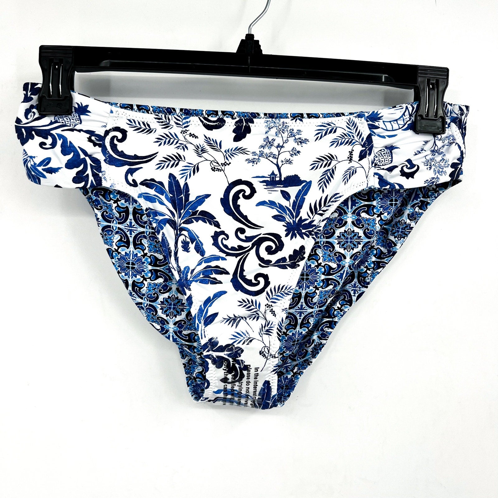 TOMMY BAHAMA Terrazzo Tile Reversible Hipster Bikini Bottom Large Blue Print NWT